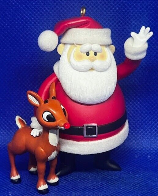2004 Hallmark Keepsakes Santa Rudolph Nose Light Up Reindeer Christmas Ornament