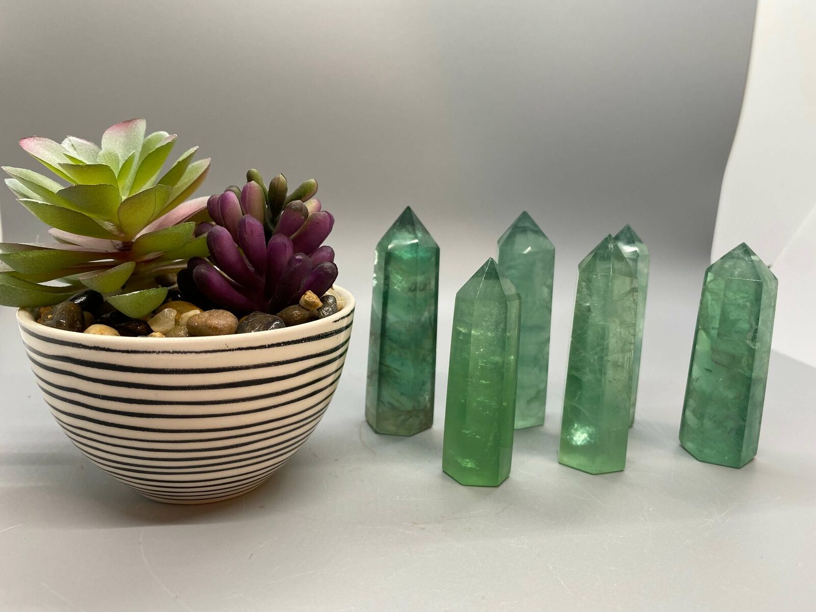 2.6 Inch or Larger Green Fluorite Stone Point Crystal Specimen