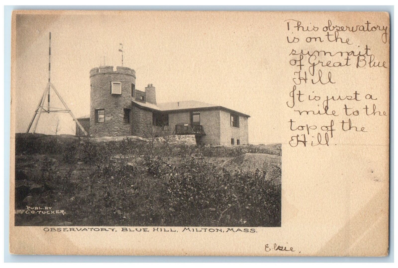 c1910's Observatory Exterior Blue Hill Milton Massachusetts MA Unposted Postcard