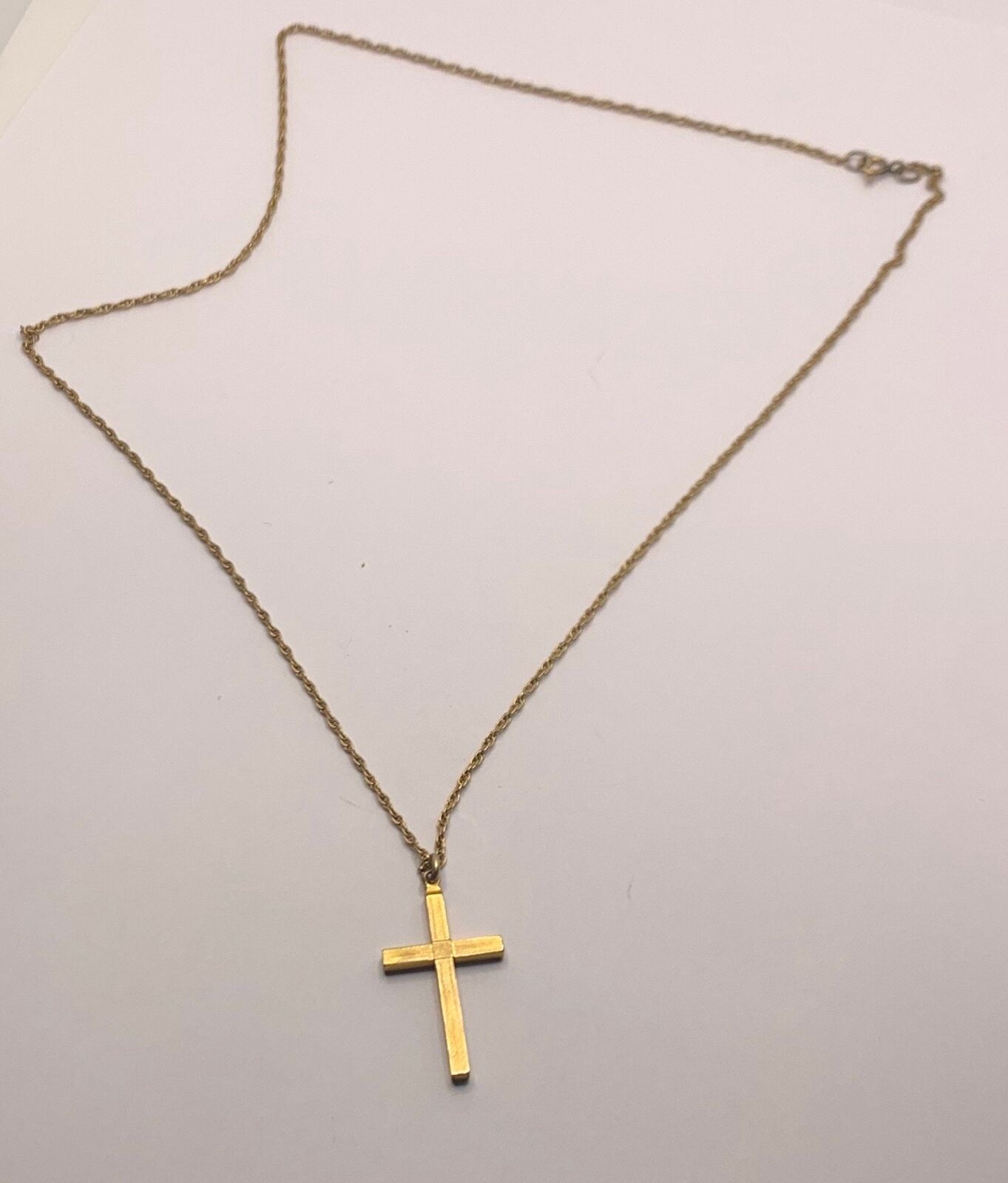 Vintage Gold Filled dainty simple cross pendant necklace