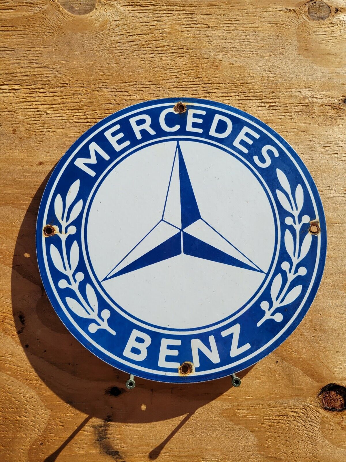 VINTAGE MERCEDES BENZ PORCELAIN SIGN GERMAN CAR AUTO DEALER SALES SERVICE DEPT