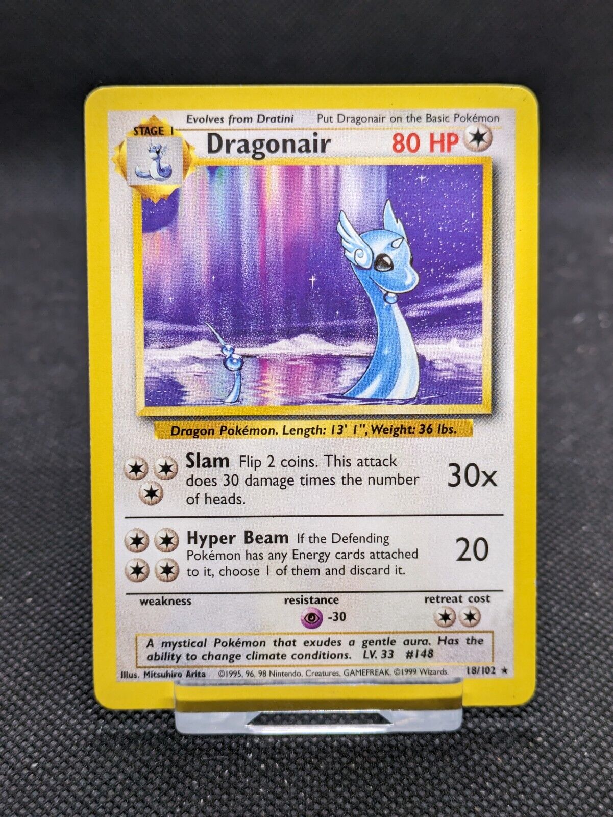 Dragonair 18/102 Rare Base Set Pokemon Card WOTC NM/Light crease  