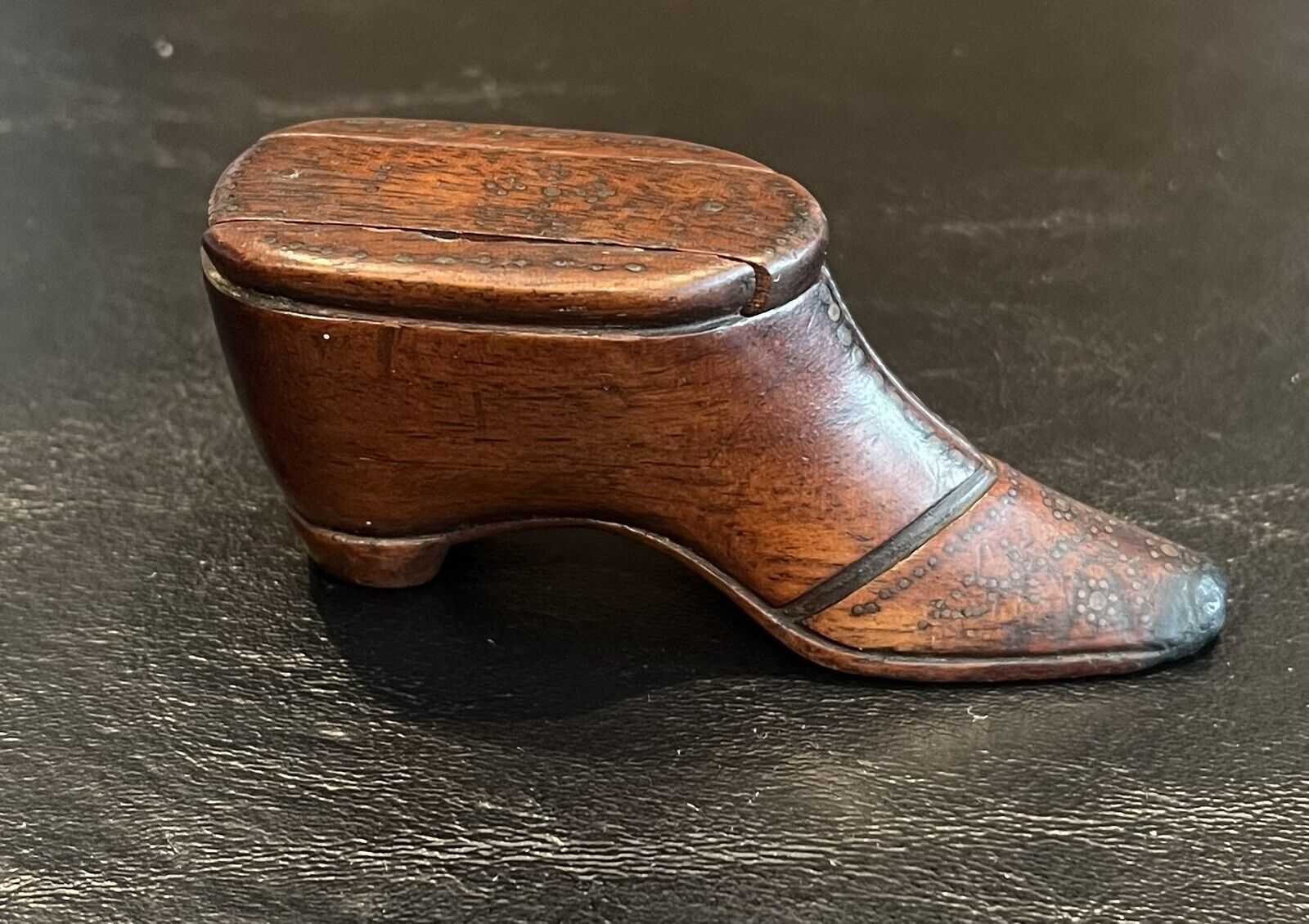 Antique Treen 19th Century Mahogany Snuff Shoe