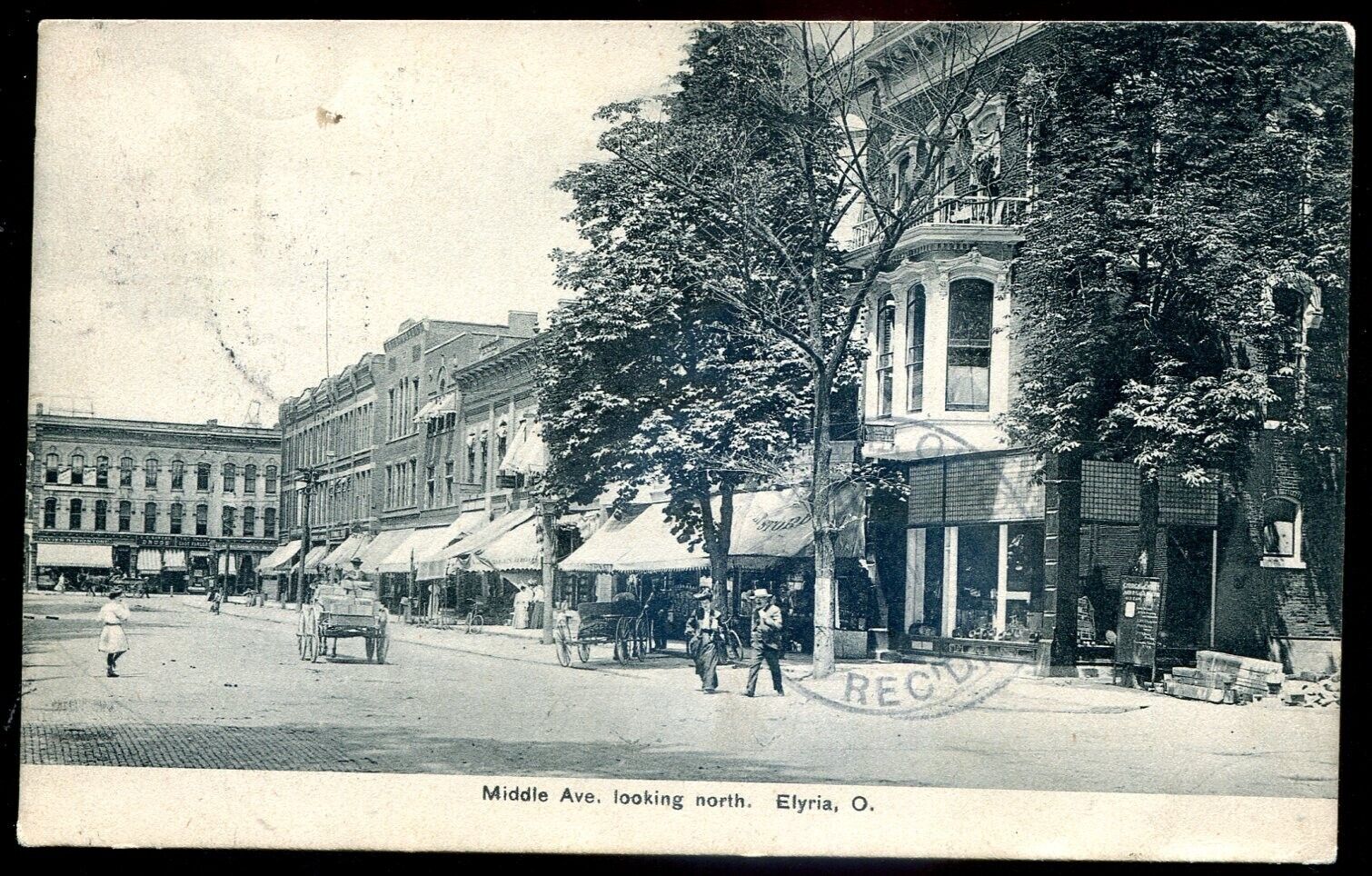 ELYRIA Ohio Postcard 1910 Middle Avenue Stores by Eady\'s Drugstore