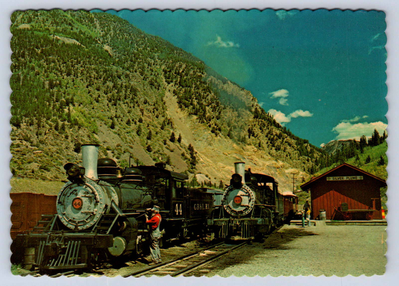Vintage Postcard Engines 40 44 Georgetown Breckenridge Leadville RR Train CO