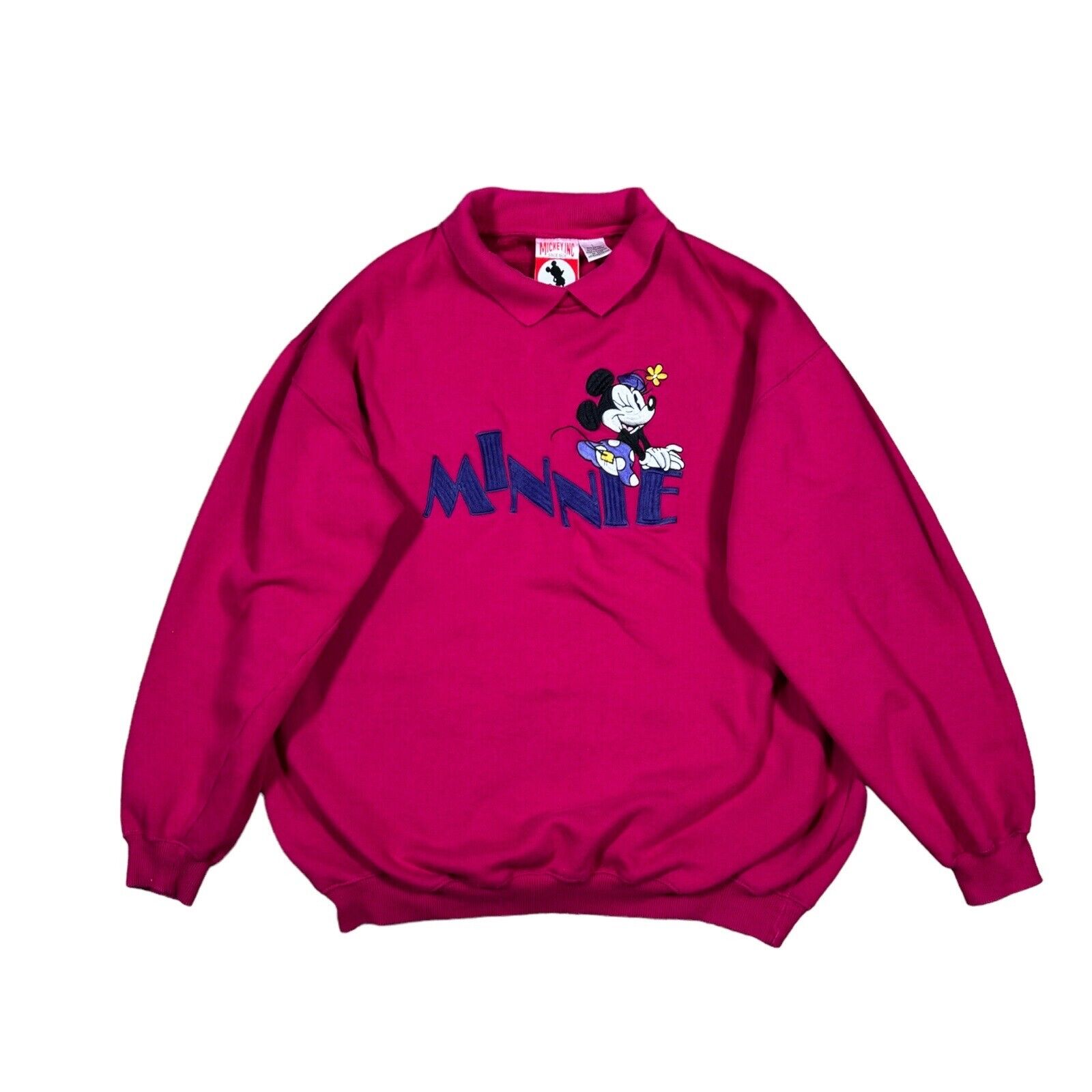 Vintage Mickey Inc Women's Sz L Disney Minnie Mouse Collared Sweatshirt