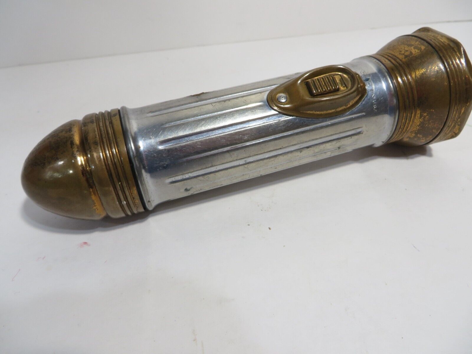 Vintage  Bullet Flashlight, Torpedo Style w/ Copper Ends, Works