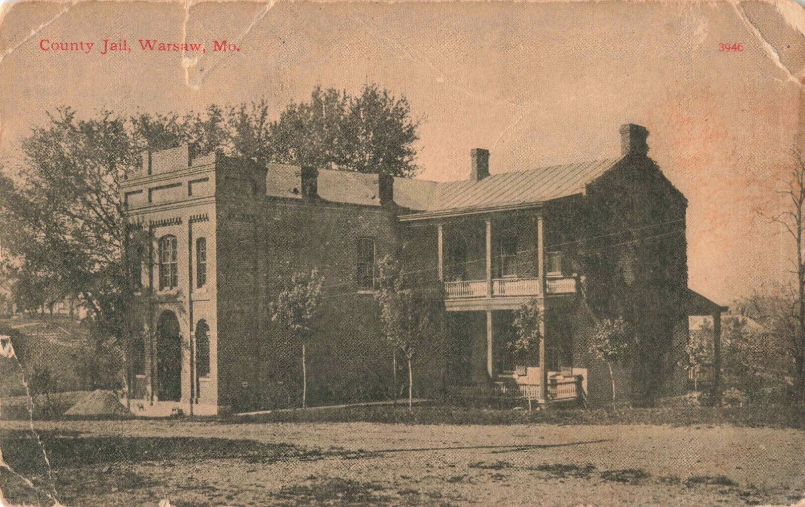 County Jail Warsaw Missouri MO Benton County Early Scarce 1917 Postcard