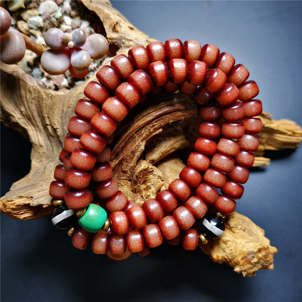 Gandhanra Handmade Old Bodhi Beads,108 Mala Prayer Beads Necklace