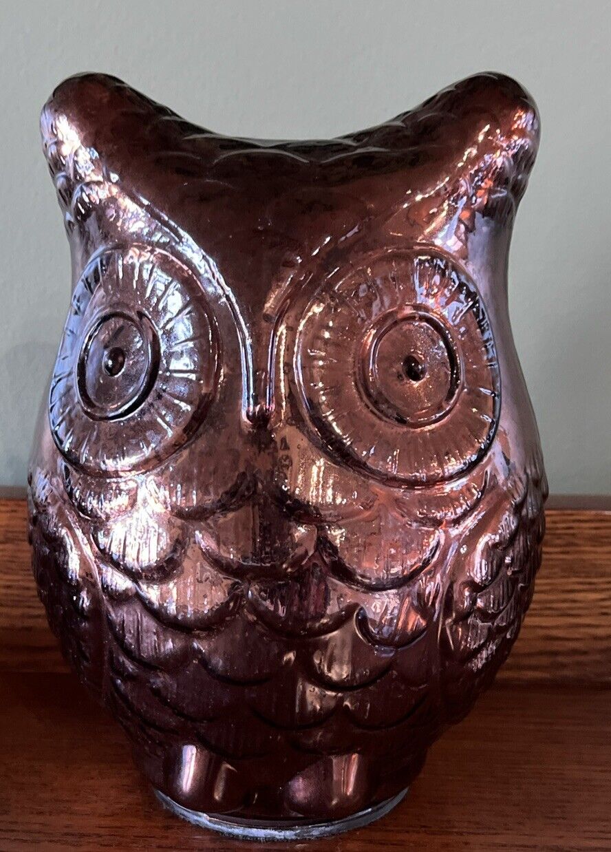 Glass Owl Bronze Painted Finish 7x5” Decorative Home Decor Statue