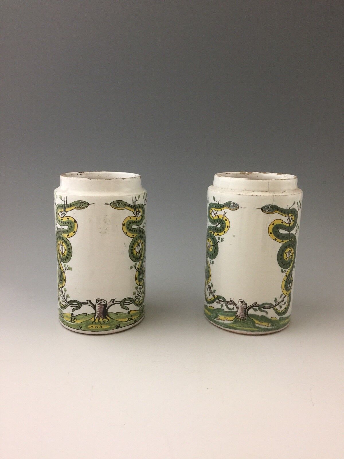 A Pair of Antique Rouen Drug Jars/Albarellos