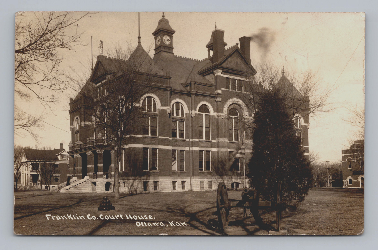 Postcard RPPC Franklin County Court House Ottawa Kansas Postmarked 1913