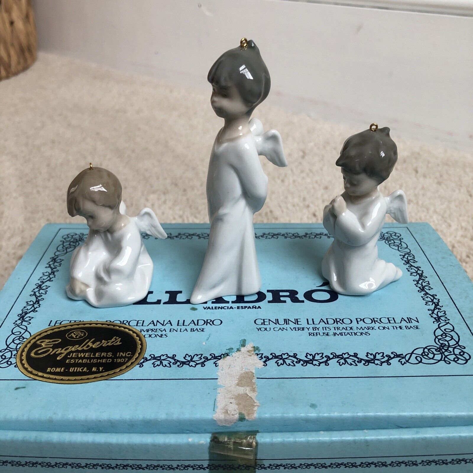 Lladro Porcelain Mini Angelitos 1604 Ornaments Nativity Original Box