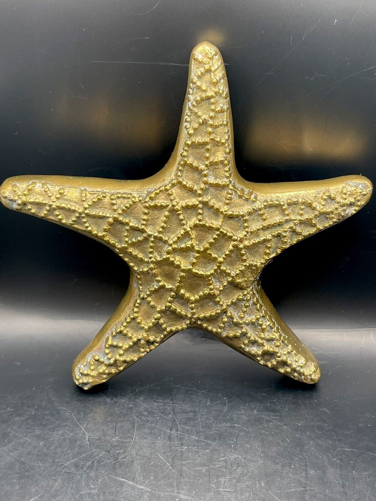 Vintage MCM Detailed Solid Brass STARFISH Decoration Nautical Art 3D Patina