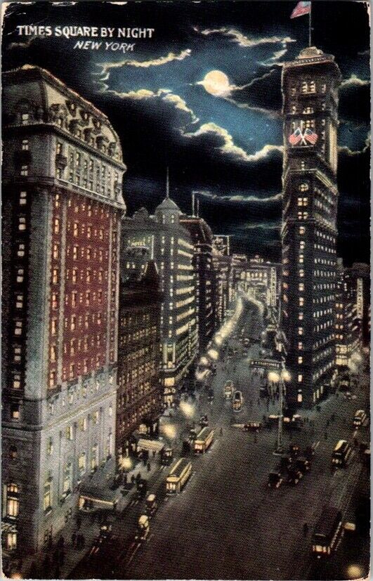Postcard Times Square at Night New York City NY New York c.1907-1915       K-646