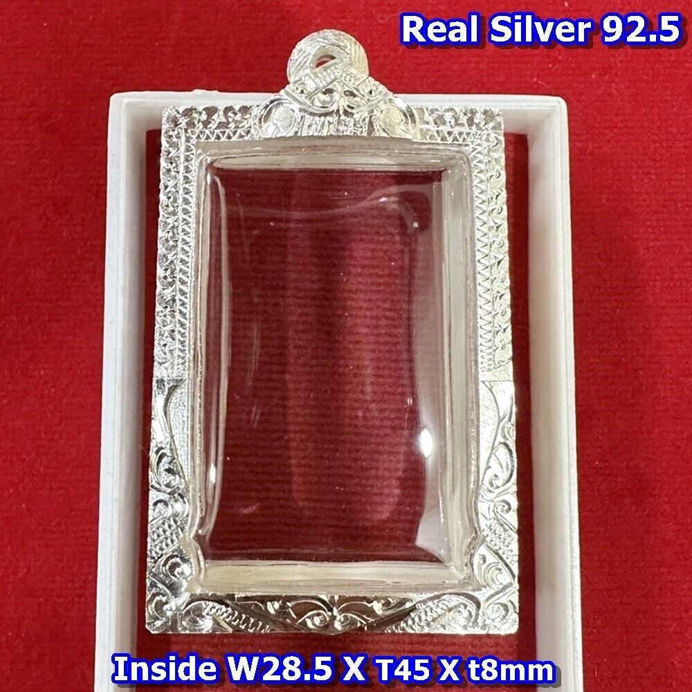 R5 Real Silver 92.5 Case Phra Somdej Lp Thai Frame Empty Amulet Pendant 28*45*8