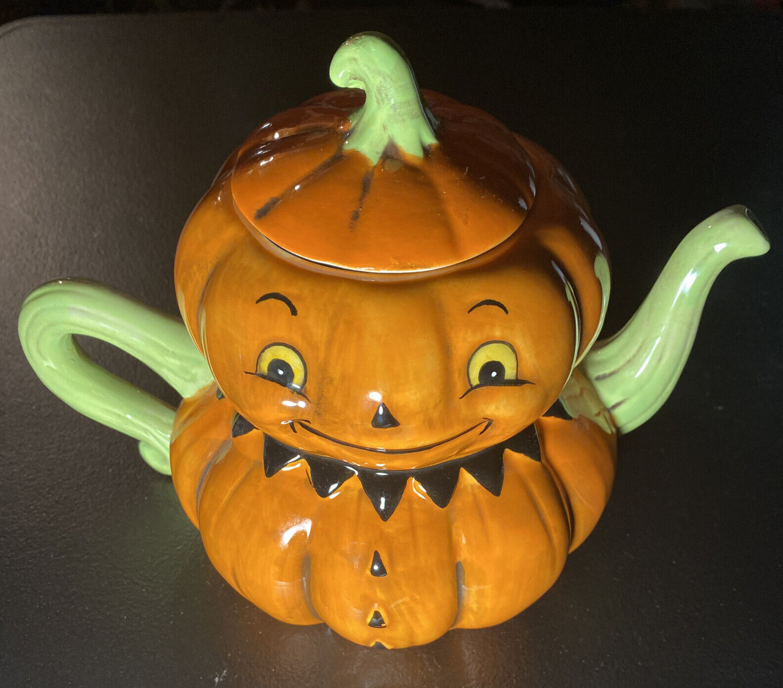 Transpac Halloween Jack O Lantern Pumpkin Teapot Pumpkin Shaped L