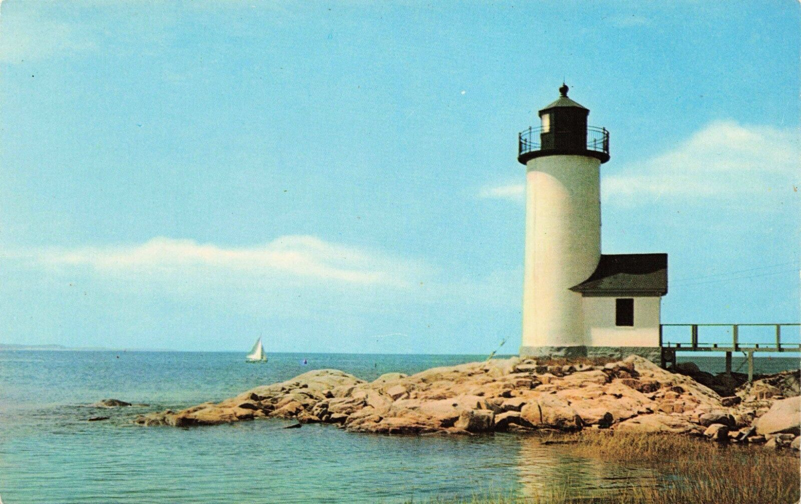 Postcard Annisquam Lighthouse  on Wigwam Point in Gloucester, Massachusetts MA