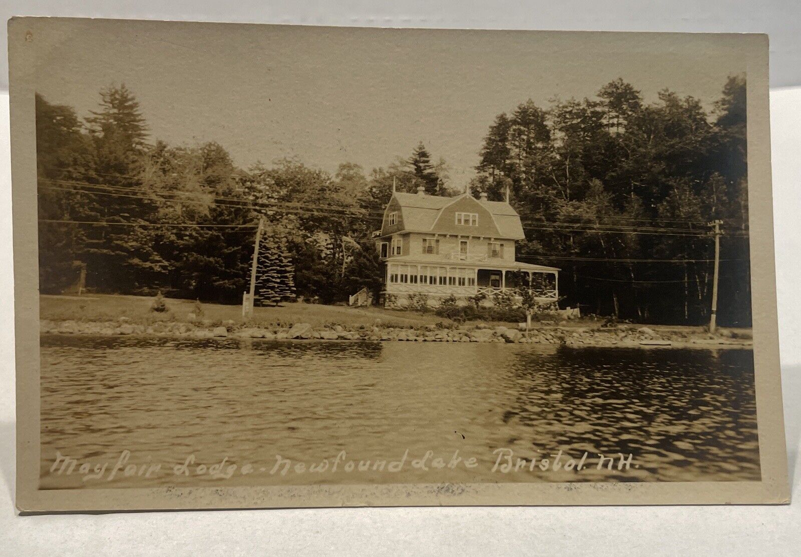 RPPC Postcard Mayfair Lodge Newfound Lake Bristol, NH  C1910 New Hampshire AZO