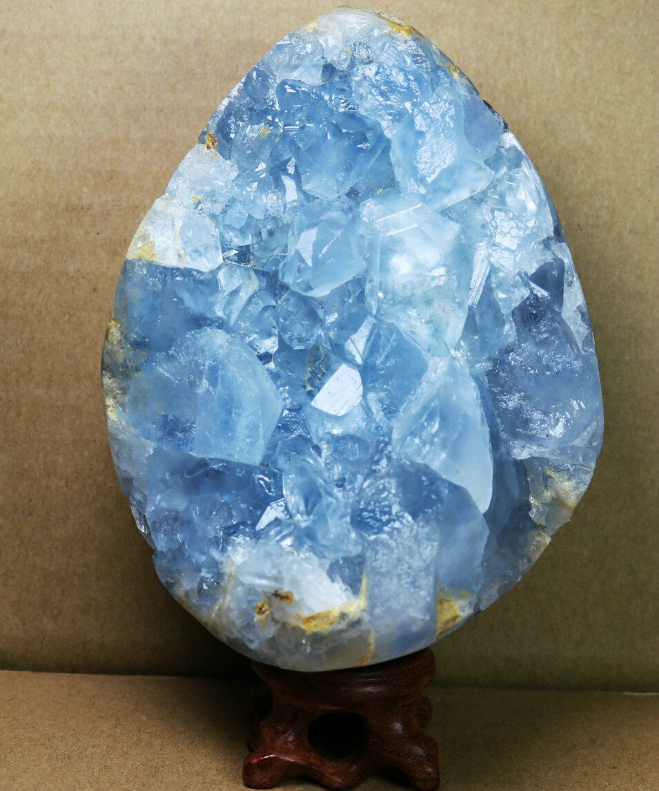 3.52lb Rare Top Grade Gorgeous Sky Blue Celestite Egg Geode Rough Reiki Crystal