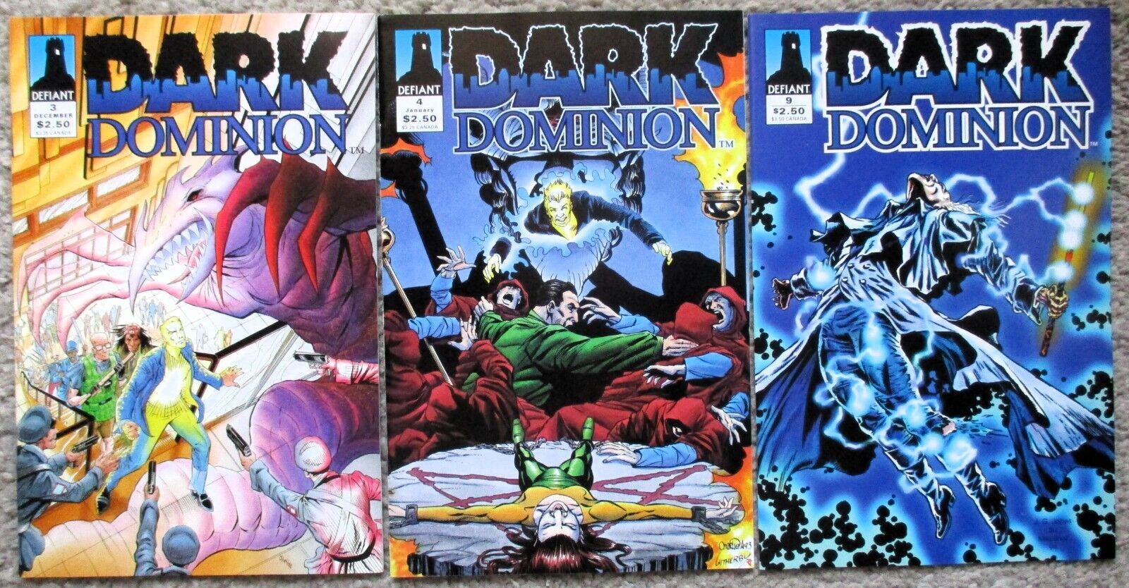 DARK DOMINION #3, 4, 9 (Defiant Comics 1993 Series) Jim Shooter, Lein Wein VF-NM