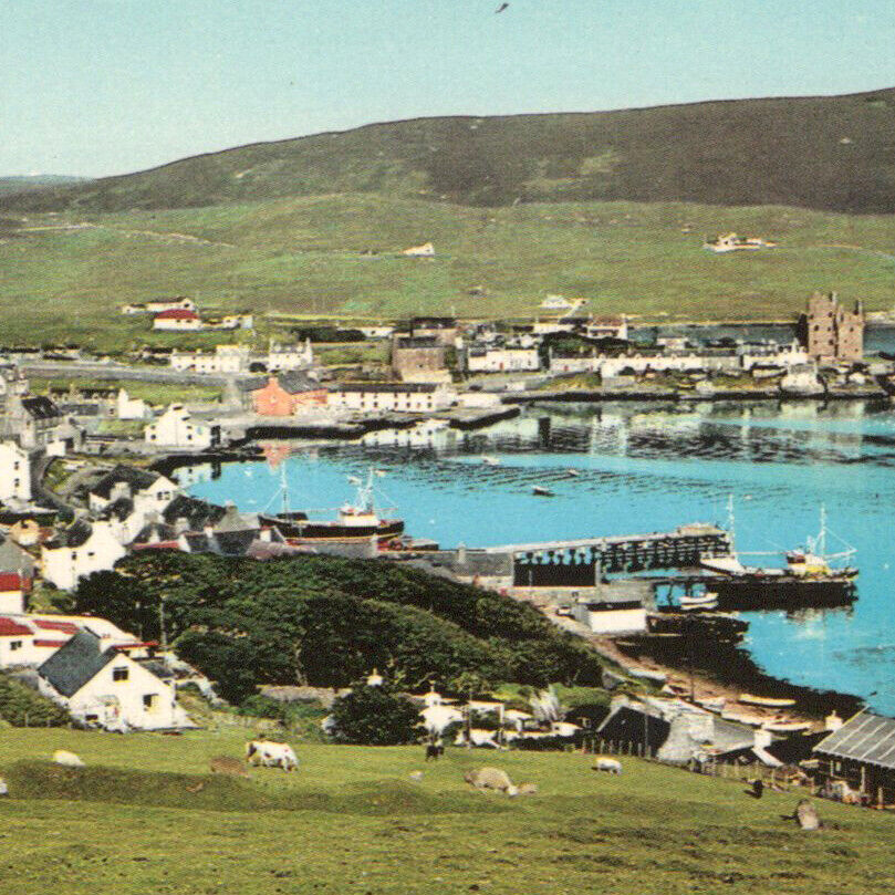 Vintage 1950s Scalloway Shetland Isles Scotland Postcard United Kingdom UK