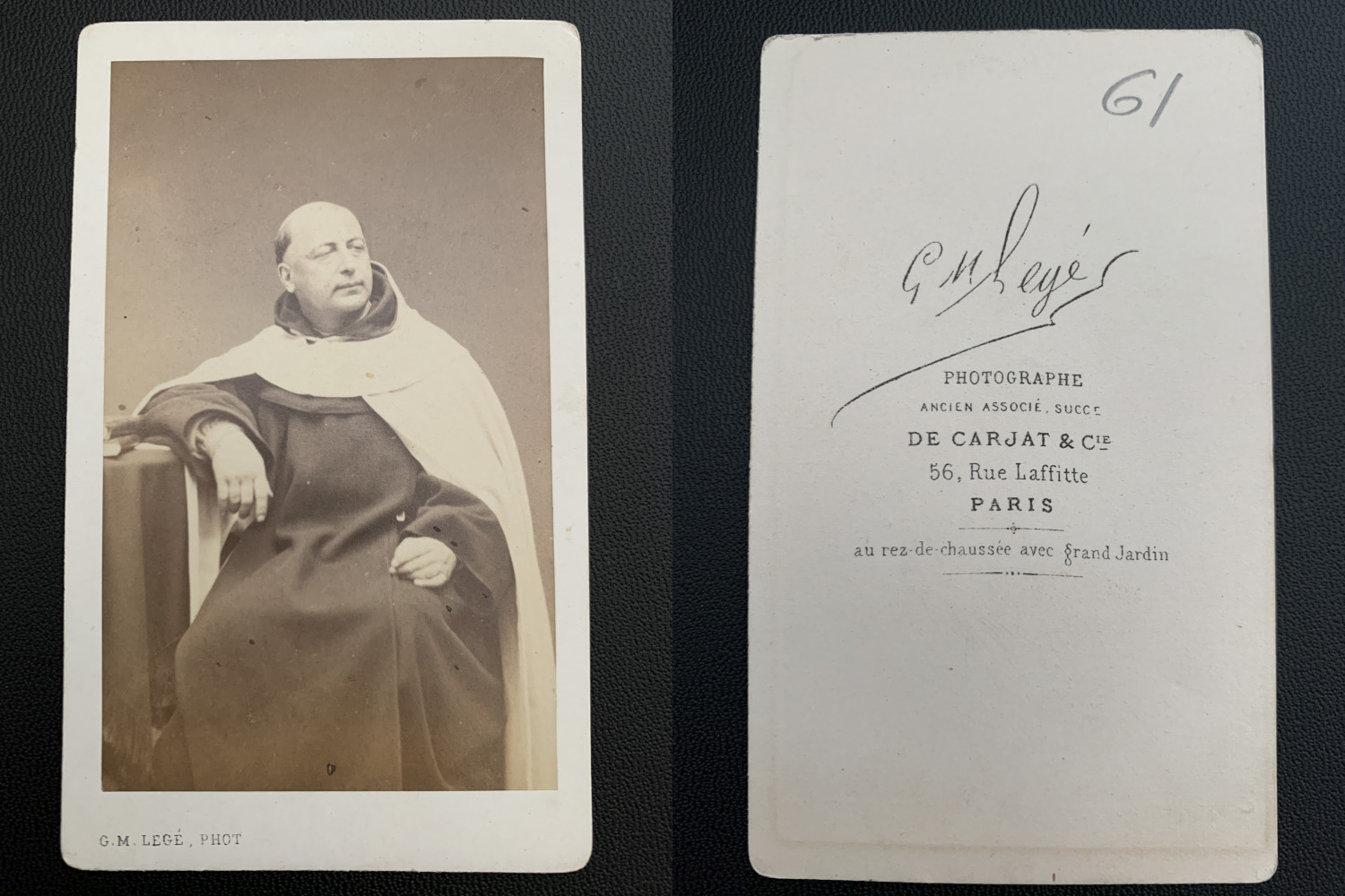 Legé, Paris, Father Hyacinth Vintage Business Card, CDV. Charles Loyson, plus