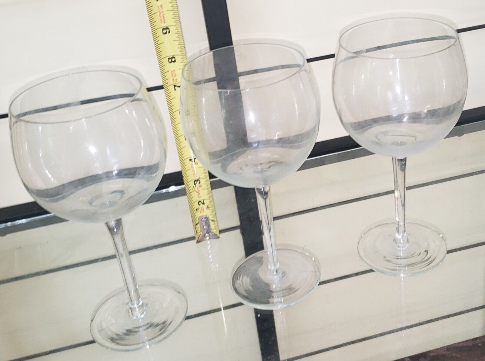 Vintage Single Large Wine Glass 8” Tall, 3-5/8” Dia.