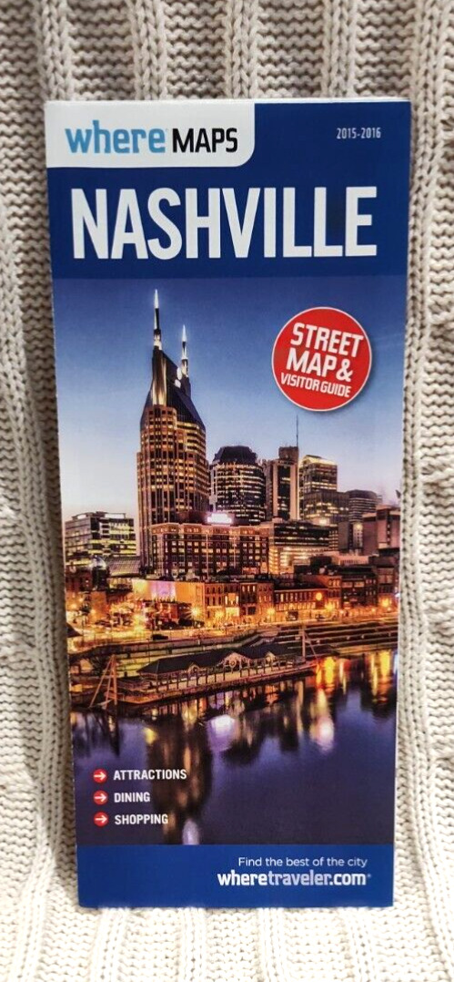 Nashville Tennessee Street Map Road Folding Paper Travel Direction 2015- 2016