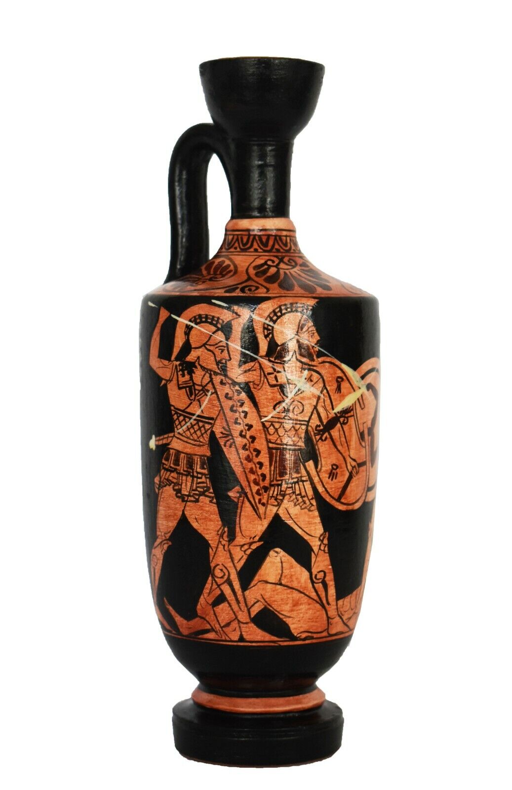Trojan War small Lekythos Vase - Achilles Hector Menelaos Paris Mythical battle