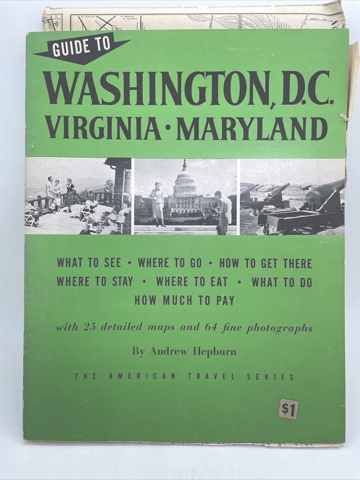 Vintage 1953 Guide To Washington D. C., Virginia & Maryland Travel Guide & Maps