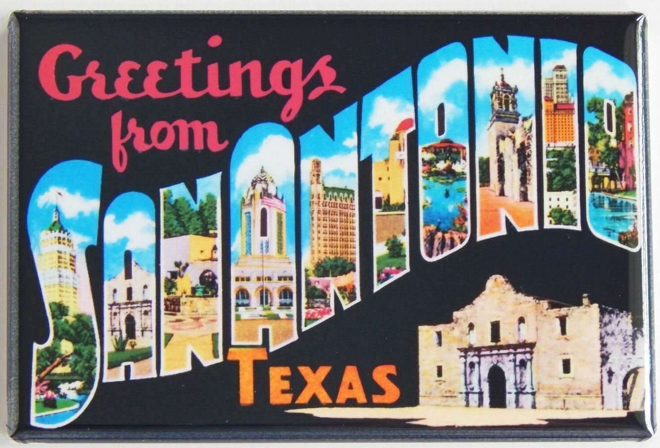 Greetings From San Antonio Texas MAGNET Vintage Card 2\