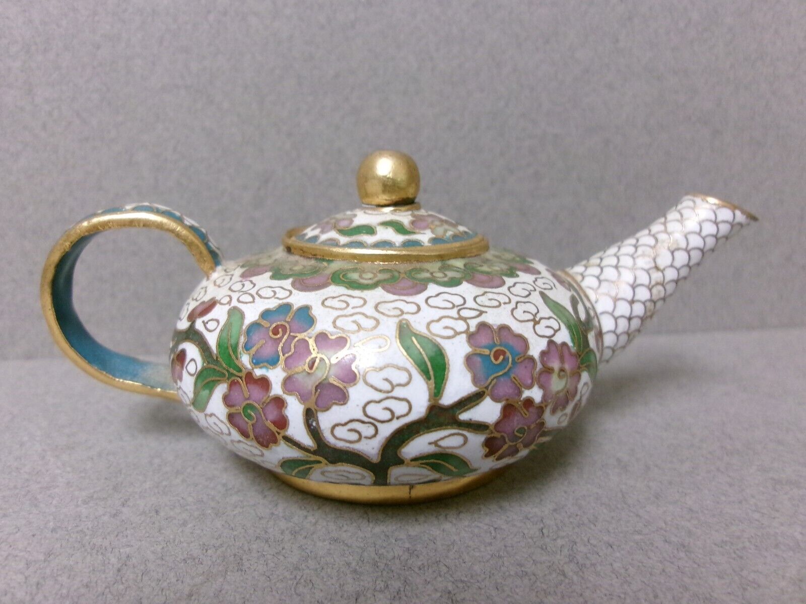 Miniature CLOISONNE Enamel Teapot - 4 1/2