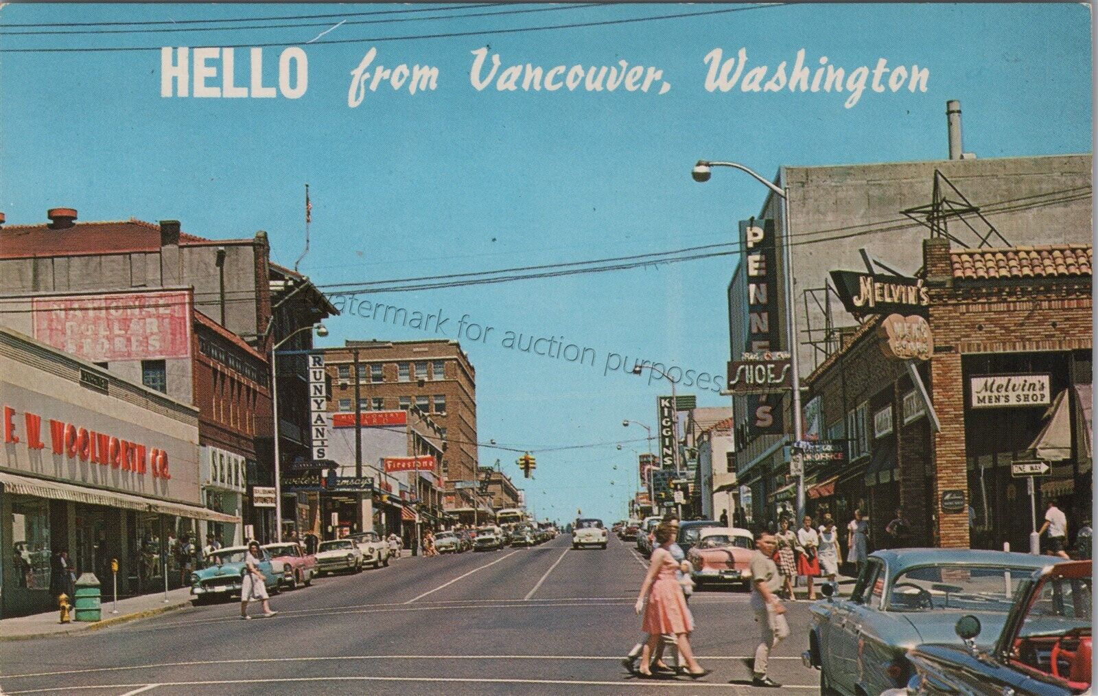 Vancouver, WA: 1969 Greetings Card, Buisness Section - Vtg Washington Postcard