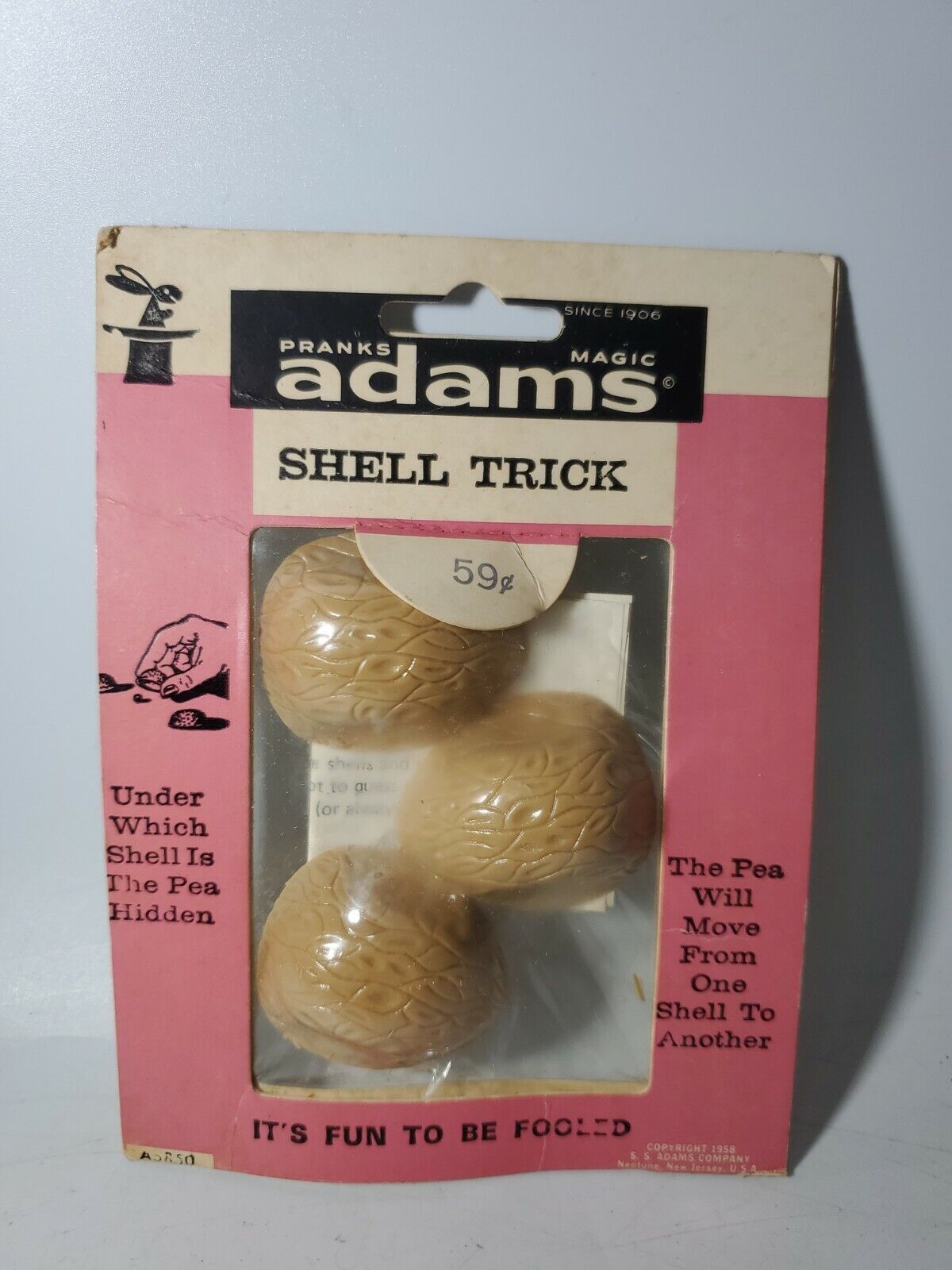 Vtg Sealed 1958 Adams Pranks Magic Joke Gag Shell Trick NOS