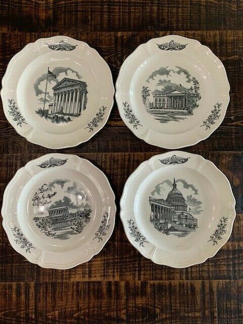 Vintage Wedgwood Federal City Plates White House Capitol & more ~ Set of 4