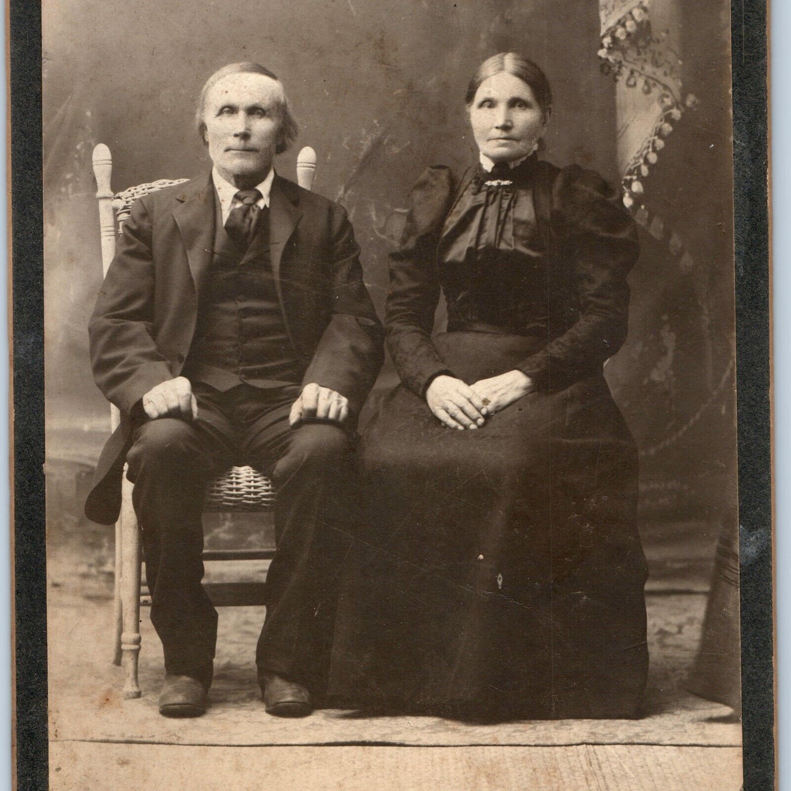ID\'d c1880s Northwood, IA Older Married Couple Cabinet Card Photo B9