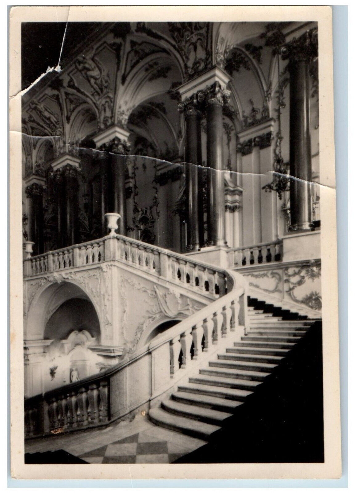 St. Petersburg Russia Postcard State Hermitage Museum Stairs c1930\'s RPPC Photo