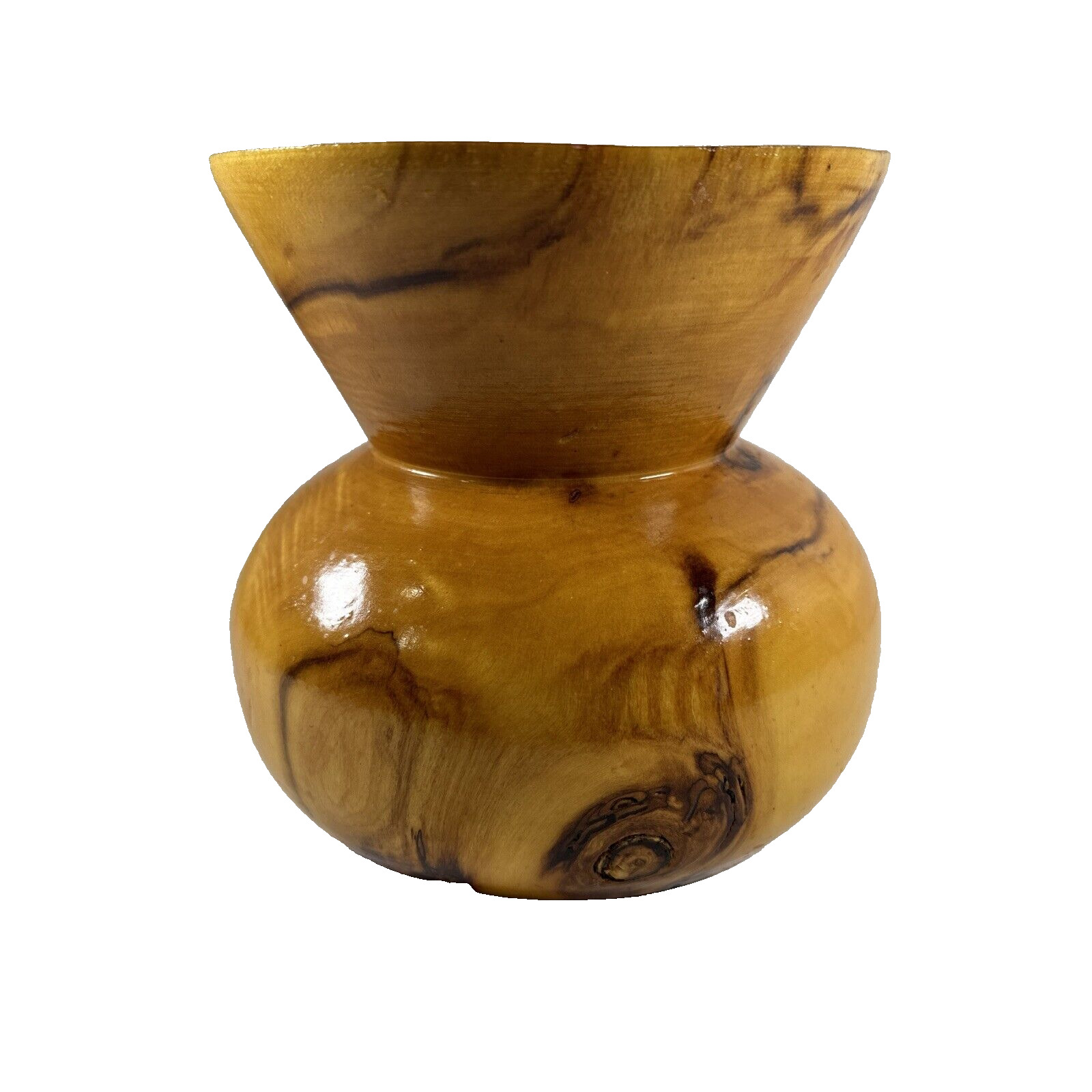 Estate Vintage Beautiful Turned Maple Wood Vase 5.5\