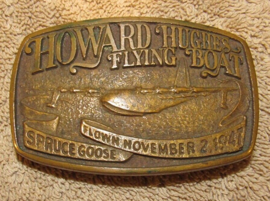 Vintage Howard Hughes Spruce Goose Flying Boat Belt Buckle - Airplane Aviation