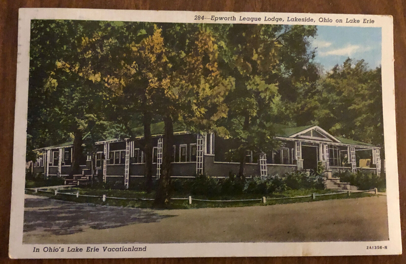 Lakeside Ohio, Epworth League Lodge, Lake Erie Vintage Linen Postcard PM 1949