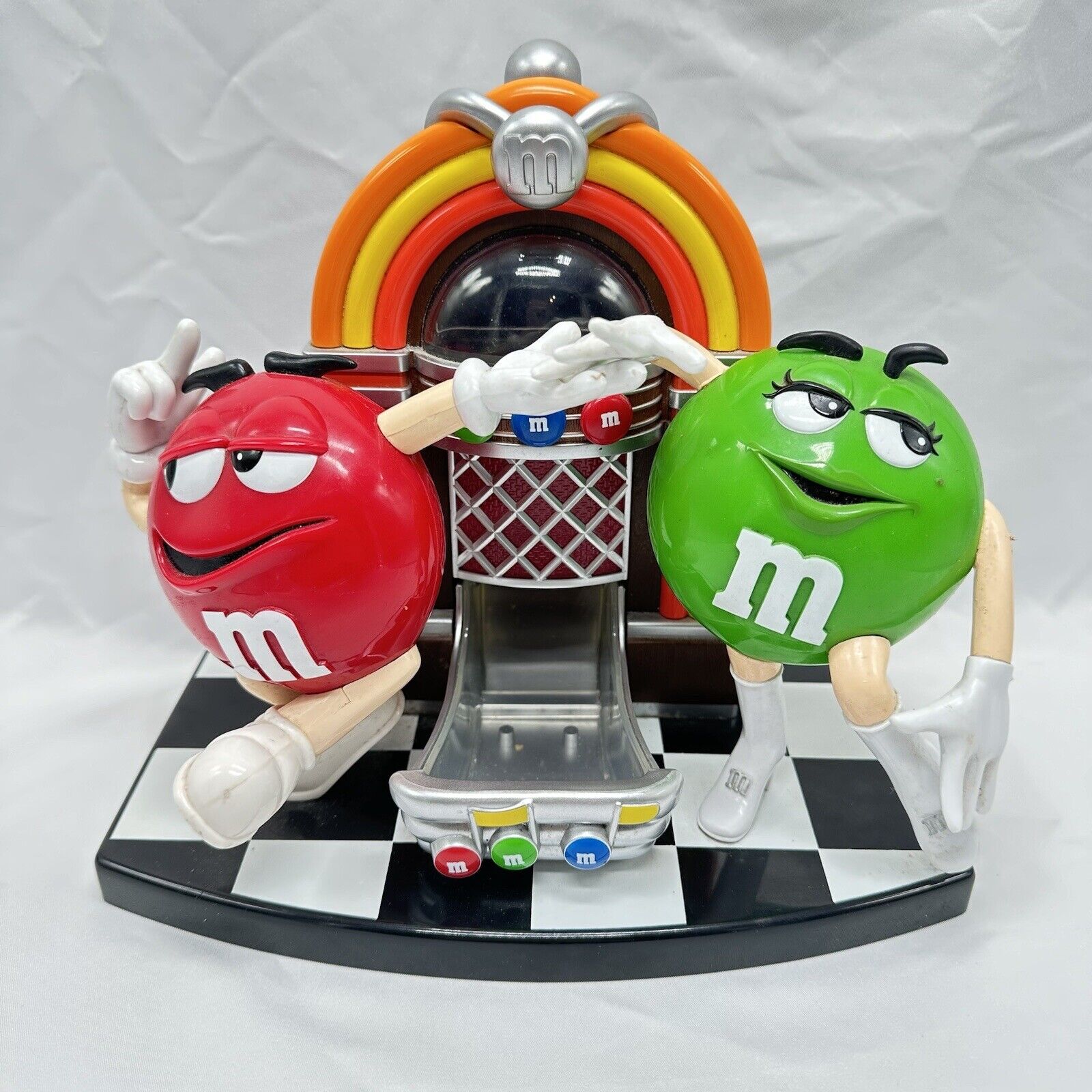 VINTAGE M&M’s Rock N Roll Cafe Jukebox Candy Dispenser Red Green Limited Edition