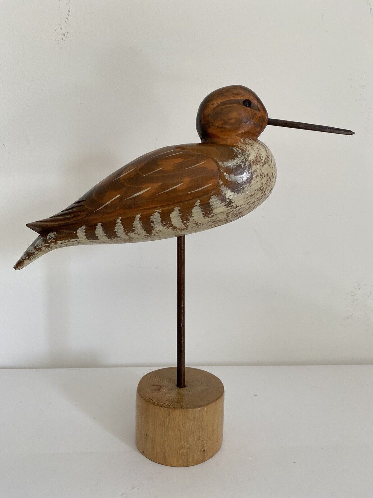 Andy Anderson Handmade Detailed Wood Sandpiper 13.5” X 14” X 4” Decoy Painted