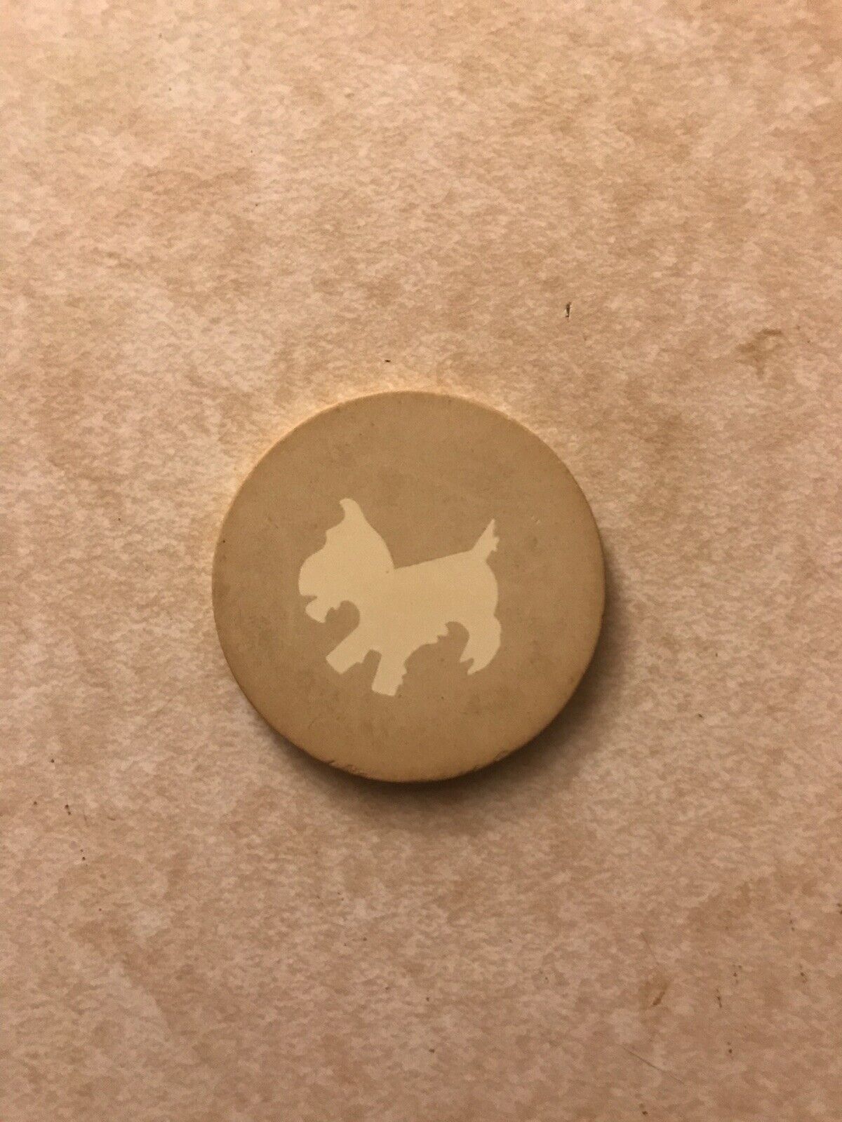 White Scotty Dog Early 1900s Clay Poker Chip Vintage Rare