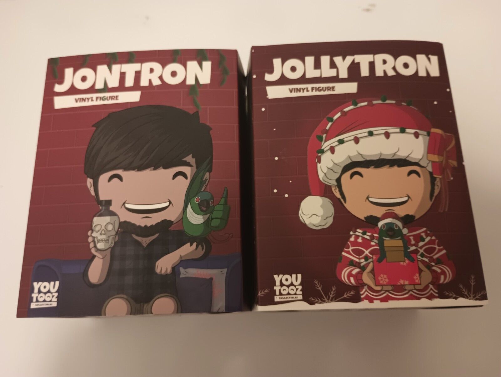 Lot of 2 JonTron Youtooz Figures Rare New OOP YouTube Codes JollyTron Christmas