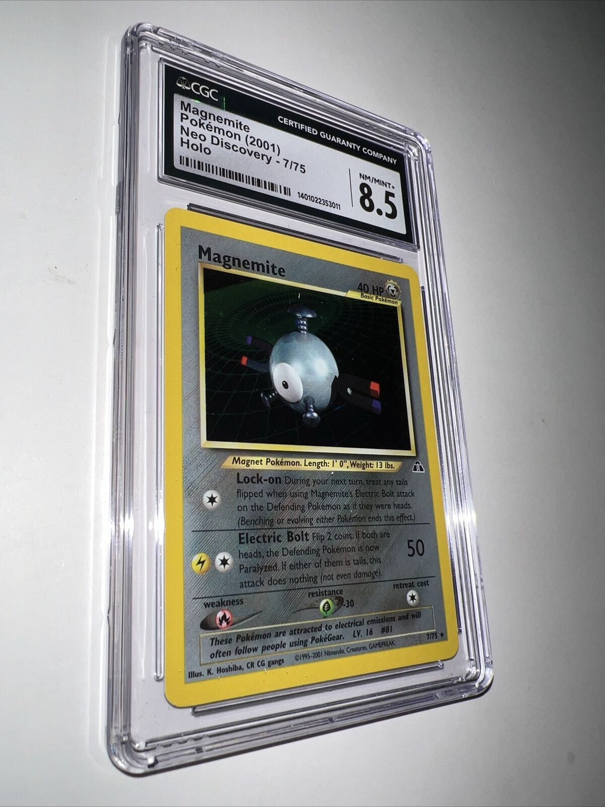 CGC 8.5 NEAR MINT+ Magnemite #7 Pokemon Neo Discovery Unlimited Holo (PSA/BGS)