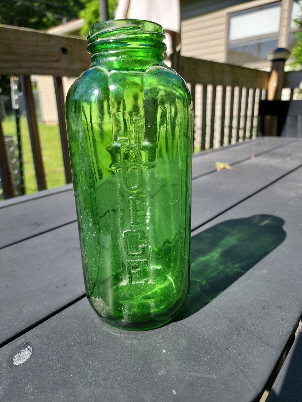 Vintage Large 40oz Emerald Green Juice/Water Bottle-1940\'s-As Is-EUC