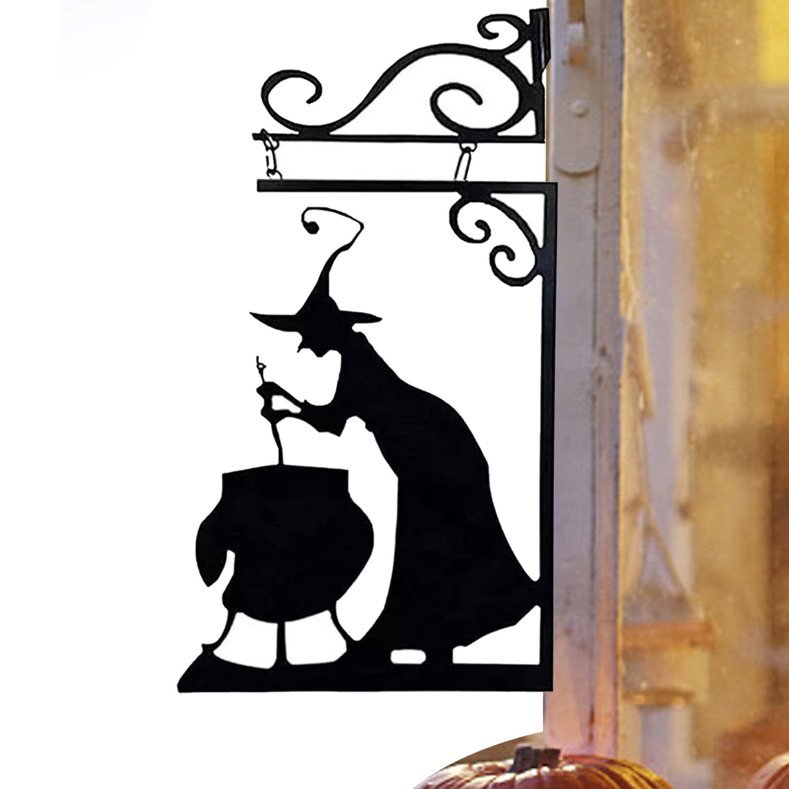Halloween Decor Cast Iron Witch Cauldron Door Frame Porch Wall Mounted Outdoor