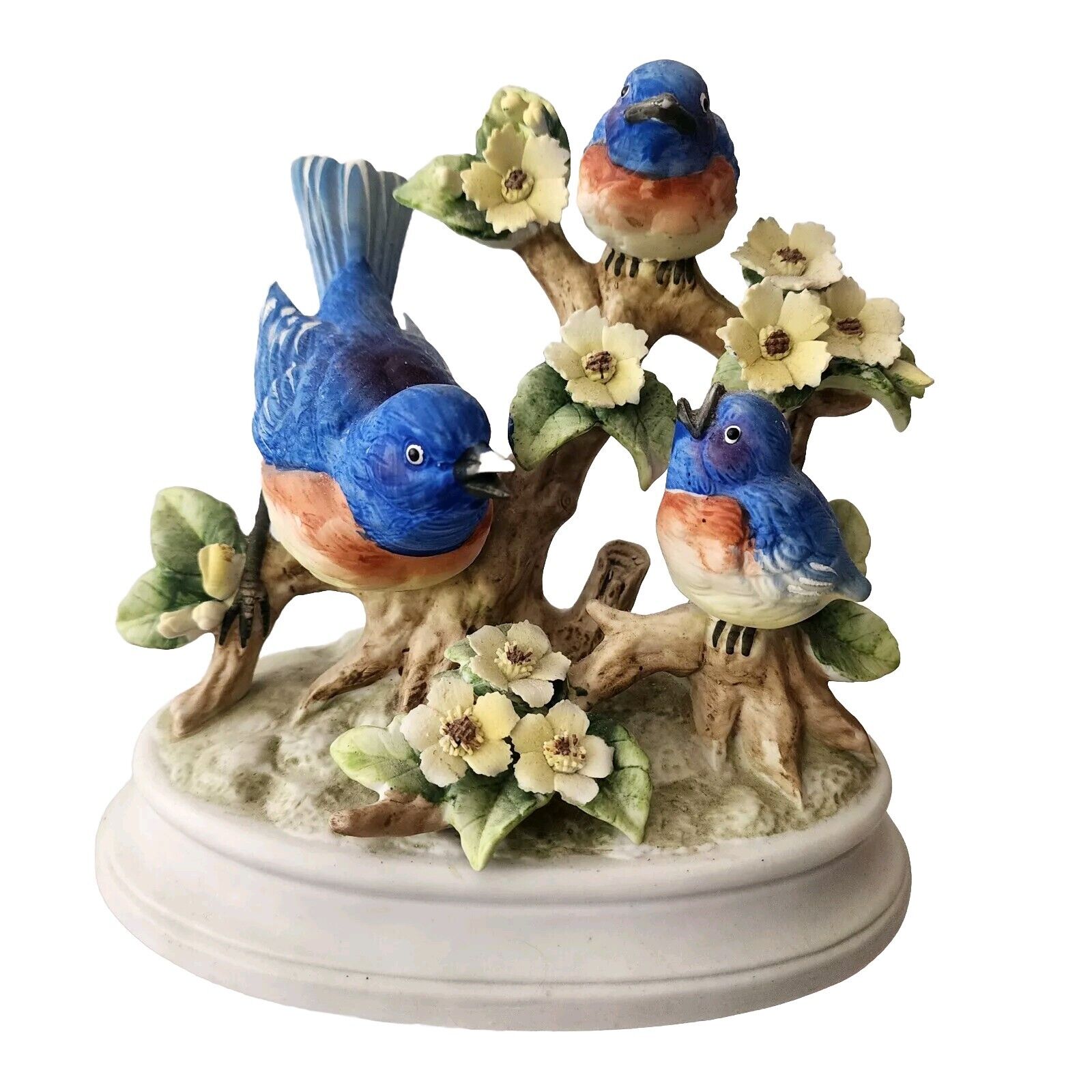 Vintage Royal Crown Bisque Procelain Blue Bird Figurine