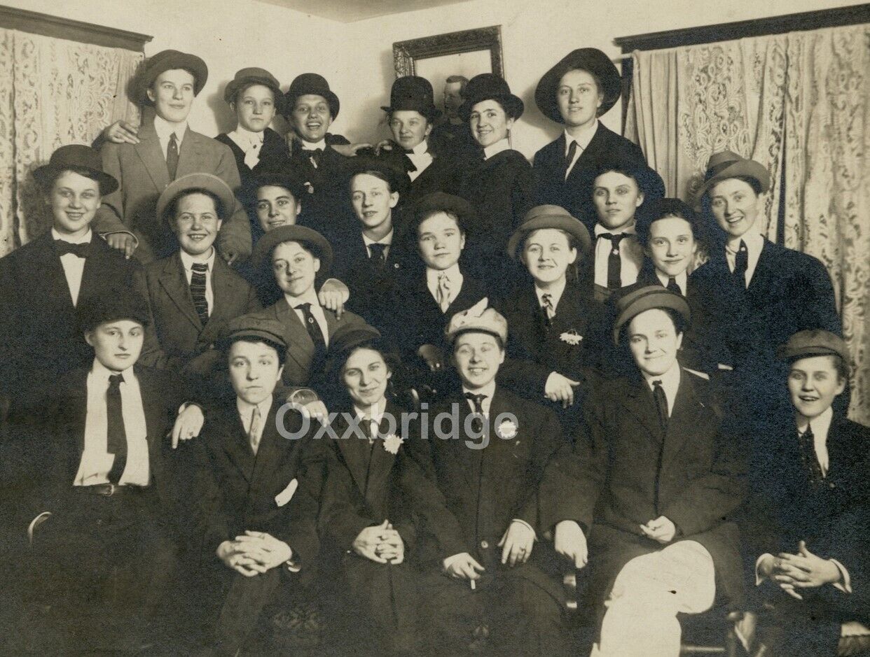 Suffragette Girls Dressed As Men 1917 Elmira College Lesbian Feminist Drag Photo